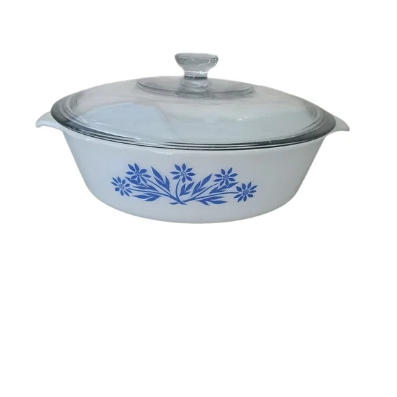 Vintage Fire King Cornflower Casserole Dish White and Blue Cookware Set 3 Pcs - Picture 2 of 14